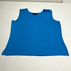 Ming Wang Blue Top Blouse Shell Sleeveless Womens Size‎ Large Stretch *TINY FLAW